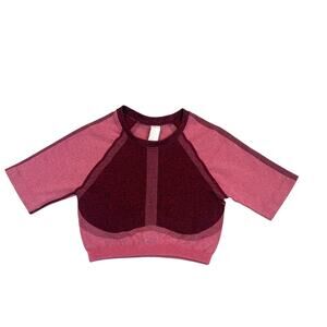 Fabletics Pink Red Helena Seamless Short Sleeve Activewear Crossfit Yoga Workout